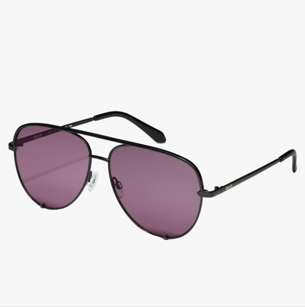 Quay‎ High Key Black frame purple Amethyst Lenses Aviator sunglasses new